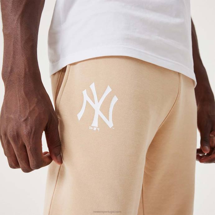 FFTN2613 New Era calça jogger bege claro essencial new york yankees mlb league