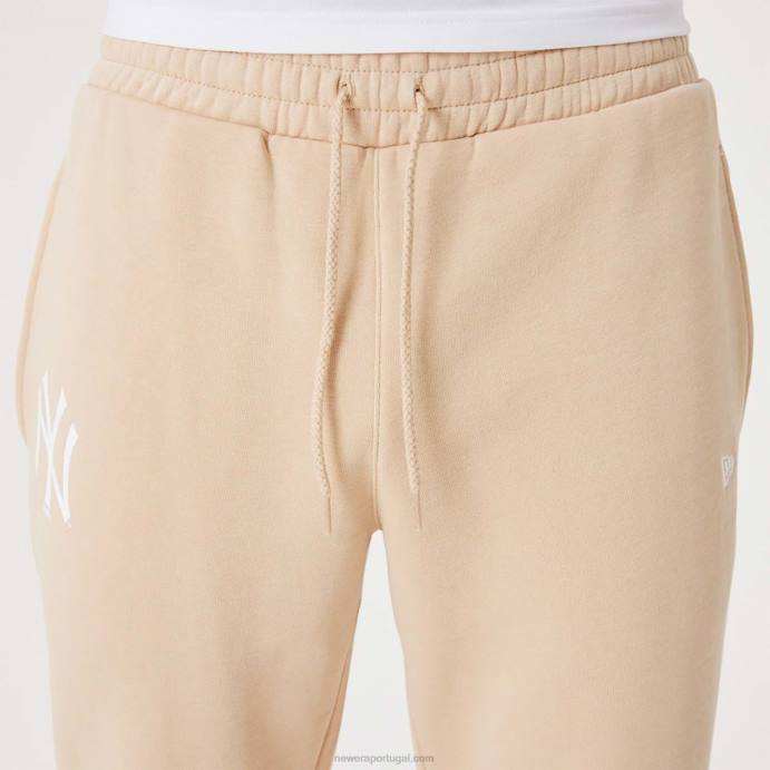 FFTN2613 New Era calça jogger bege claro essencial new york yankees mlb league