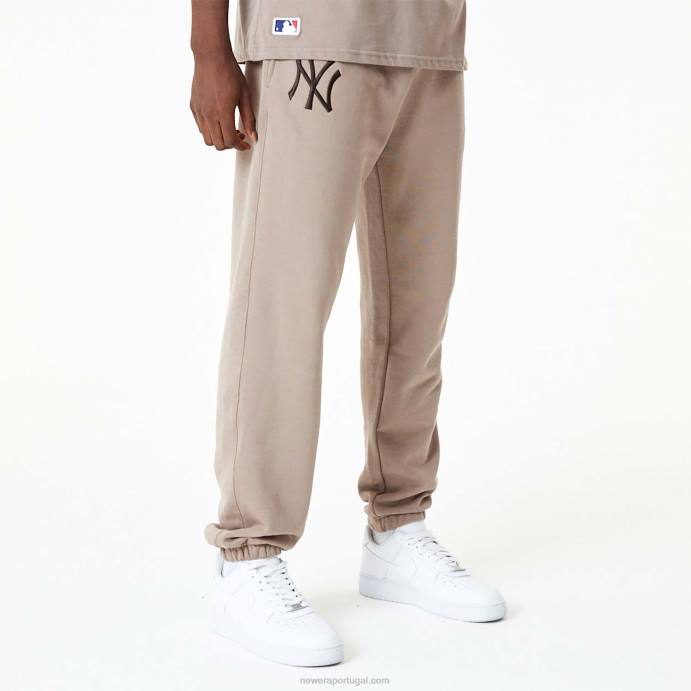 FFTN2622 New Era calça jogger cinza com logo bordado new york yankees mlb