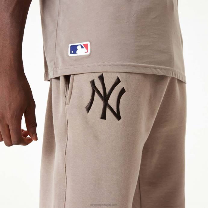 FFTN2622 New Era calça jogger cinza com logo bordado new york yankees mlb
