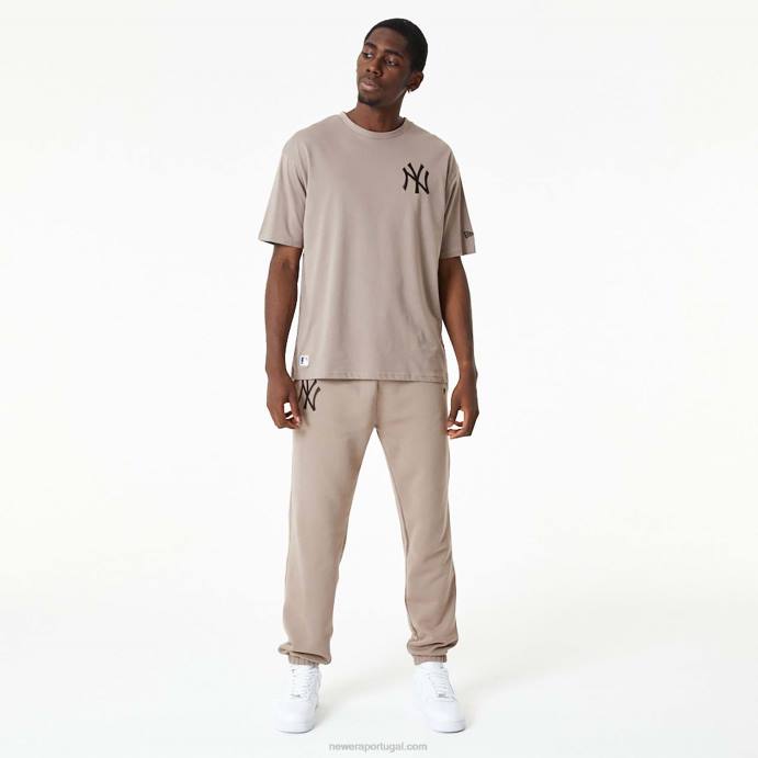 FFTN2622 New Era calça jogger cinza com logo bordado new york yankees mlb