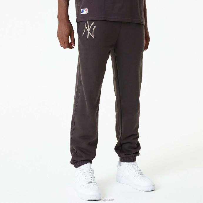 FFTN2623 New Era calça jogger madeira queimada new york yankees mlb logo bordado