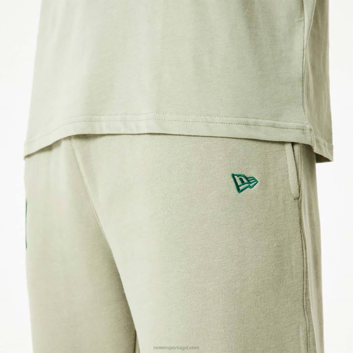 FFTN2624 New Era calça jogger cáqui com logo bordado new york yankees mlb