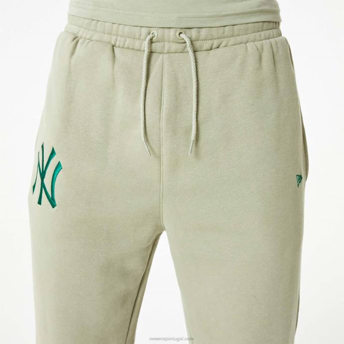 FFTN2624 New Era calça jogger cáqui com logo bordado new york yankees mlb
