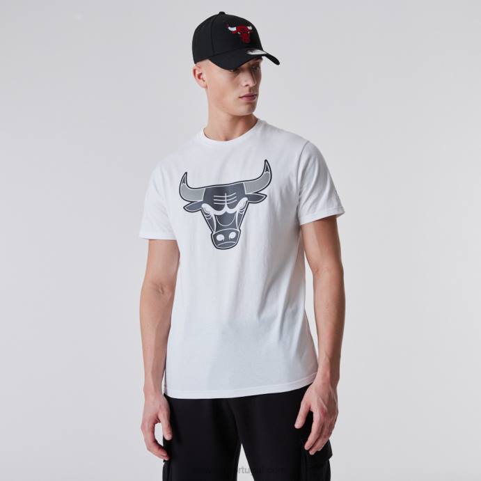 FFTN2845 New Era chicago bulls nba t-shirt com logotipo branco