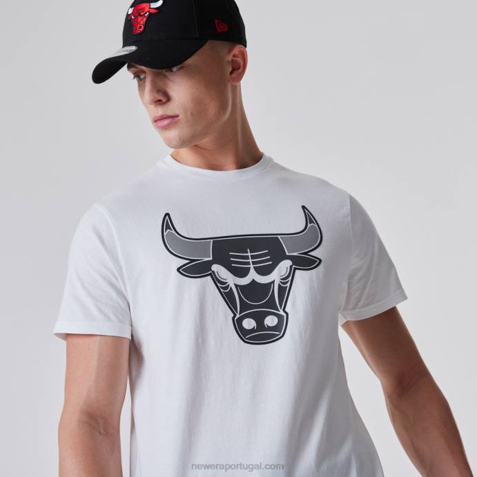 FFTN2845 New Era chicago bulls nba t-shirt com logotipo branco