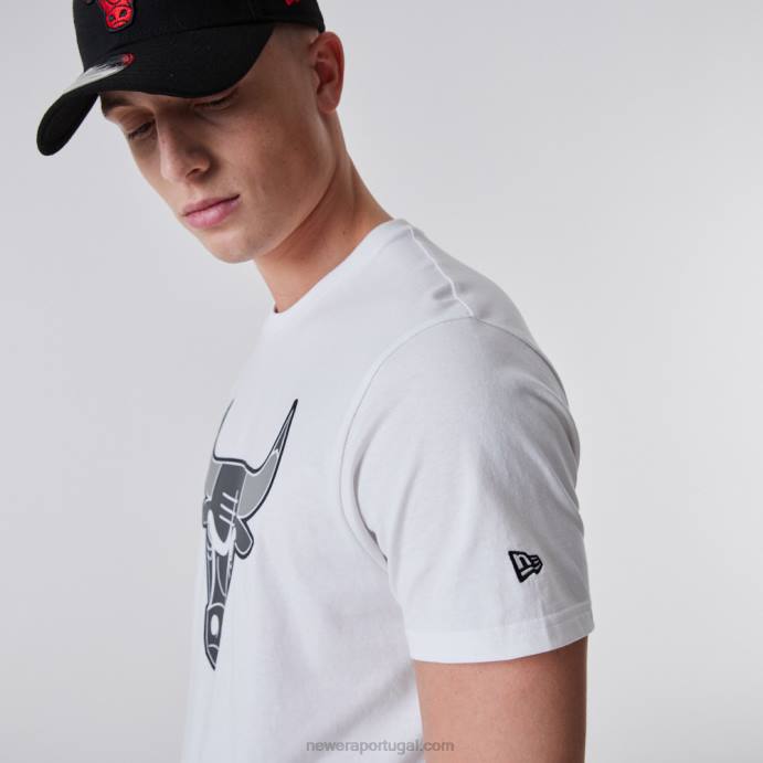 FFTN2845 New Era chicago bulls nba t-shirt com logotipo branco
