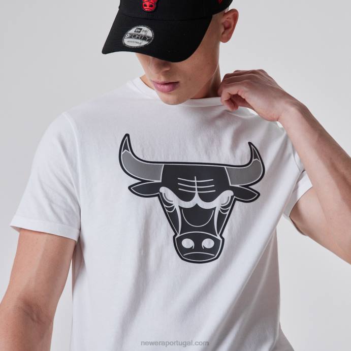 FFTN2845 New Era chicago bulls nba t-shirt com logotipo branco