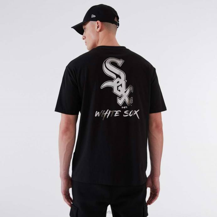 FFTN2846 New Era camiseta preta metalizada chicago white sox mlb