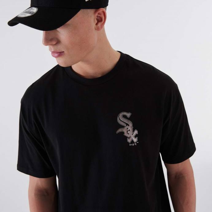 FFTN2846 New Era camiseta preta metalizada chicago white sox mlb