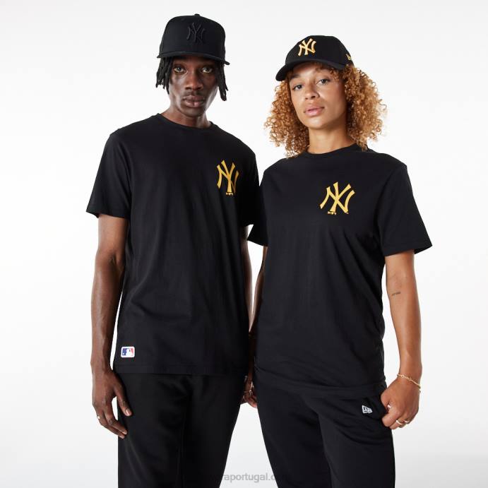FFTN2847 New Era camiseta preta essencial do new york yankees mlb league