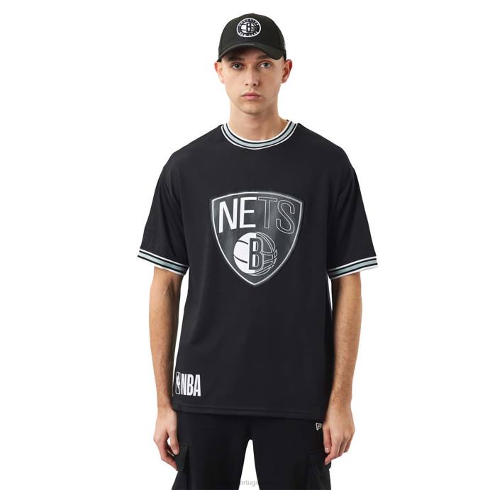 FFTN2848 New Era brooklyn nets camiseta preta com logo do time da nba