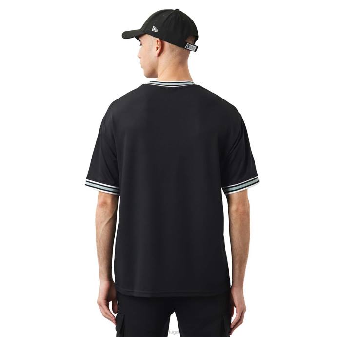 FFTN2848 New Era brooklyn nets camiseta preta com logo do time da nba