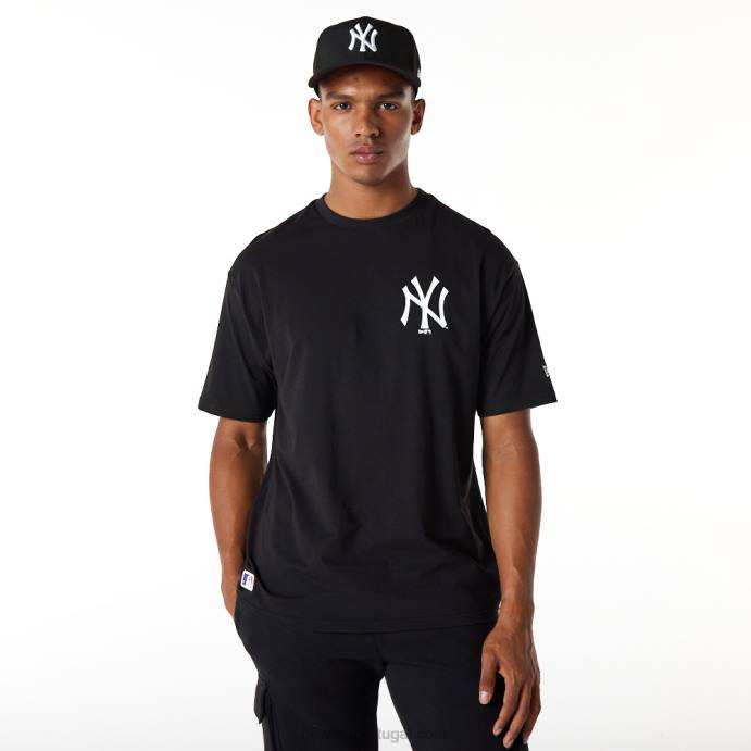 FFTN2850 New Era New York Yankees MLB Big Logo Camiseta preta oversized