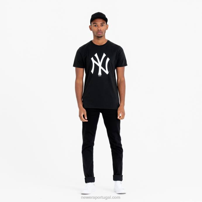 FFTN2853 New Era camiseta preta com logo do time new york yankees