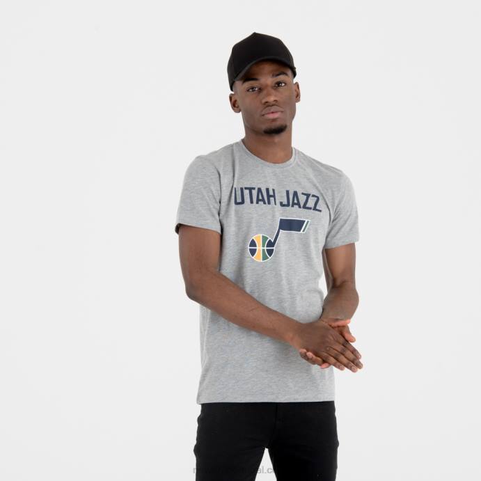 FFTN2854 New Era camiseta cinza com logotipo do time de jazz do utah jazz team