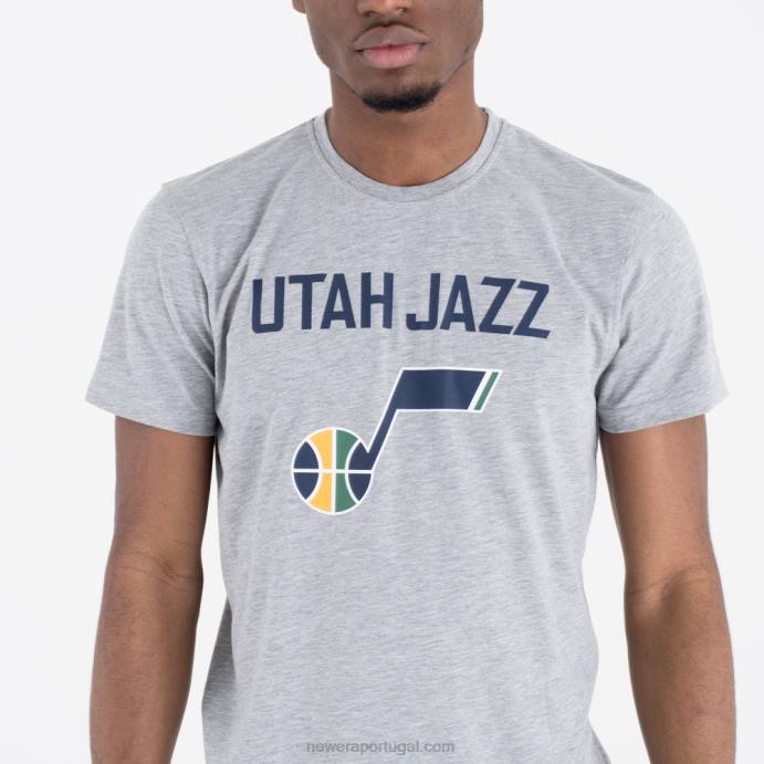 FFTN2854 New Era camiseta cinza com logotipo do time de jazz do utah jazz team
