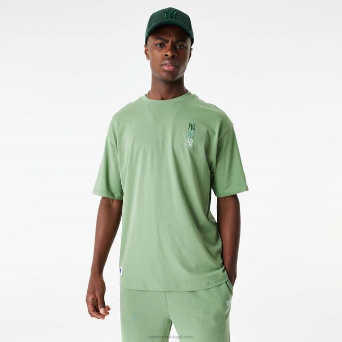 FFTN2855 New Era New York Yankees mlb camiseta oversized verde com logo empilhado