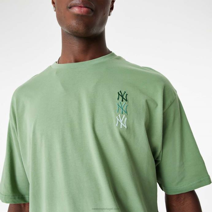 FFTN2855 New Era New York Yankees mlb camiseta oversized verde com logo empilhado