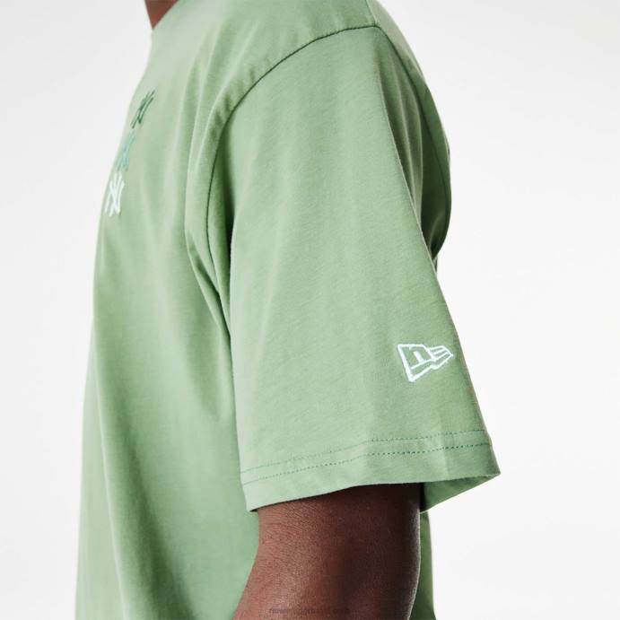FFTN2855 New Era New York Yankees mlb camiseta oversized verde com logo empilhado