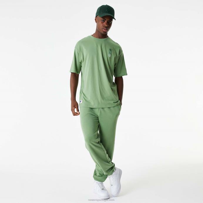FFTN2855 New Era New York Yankees mlb camiseta oversized verde com logo empilhado