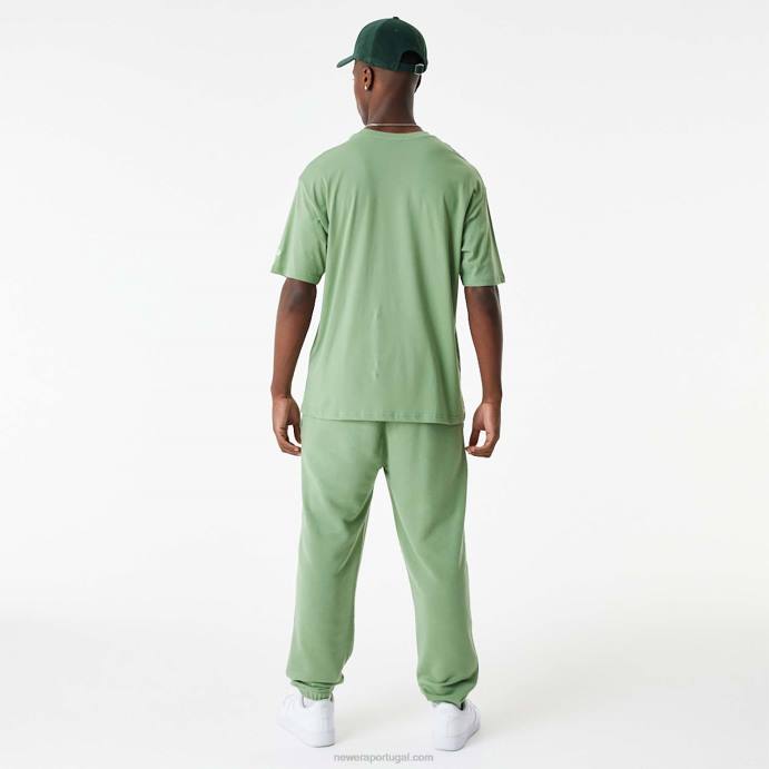 FFTN2855 New Era New York Yankees mlb camiseta oversized verde com logo empilhado