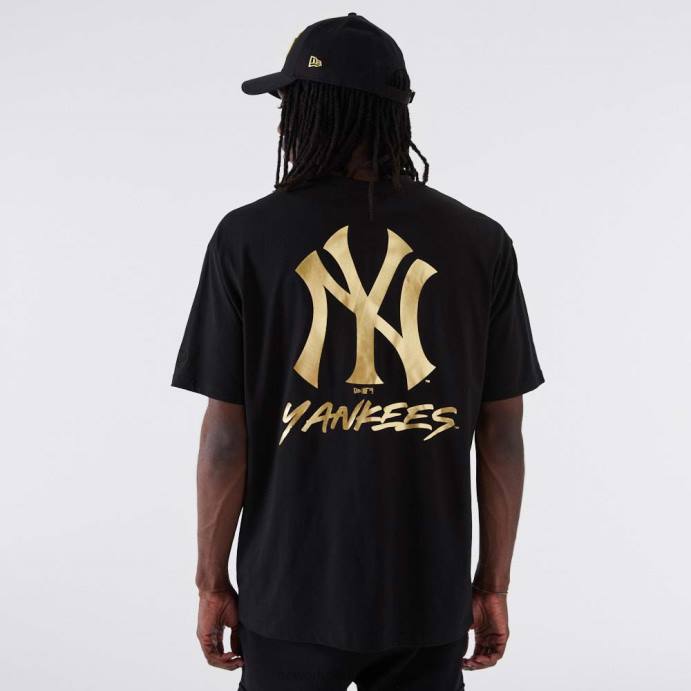 FFTN2861 New Era camiseta preta metalizada new york yankees mlb