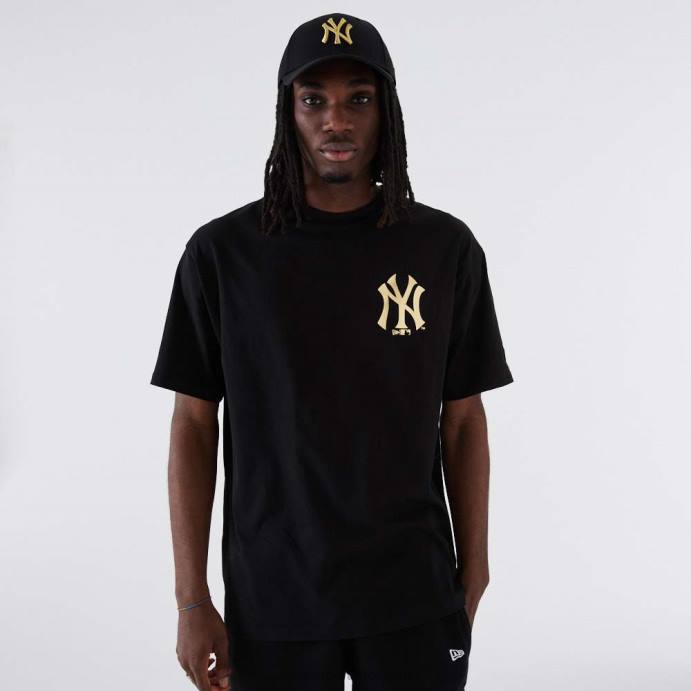 FFTN2861 New Era camiseta preta metalizada new york yankees mlb