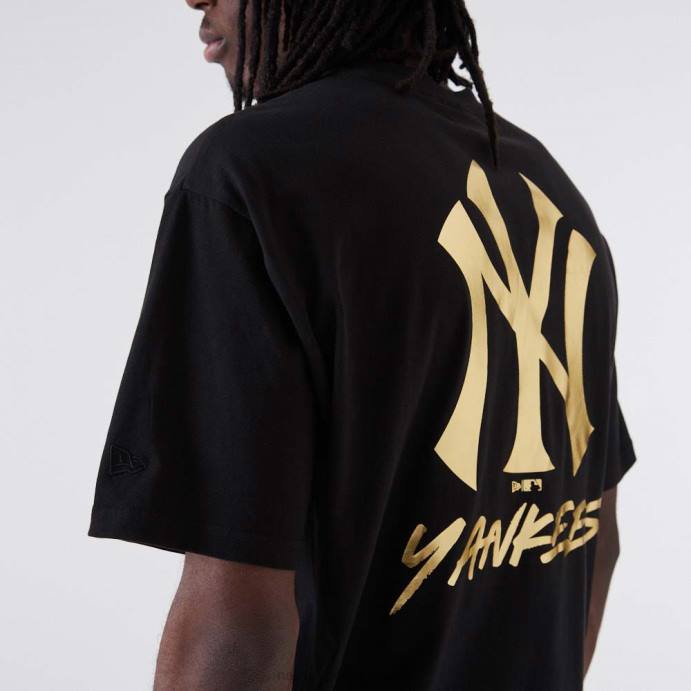 FFTN2861 New Era camiseta preta metalizada new york yankees mlb