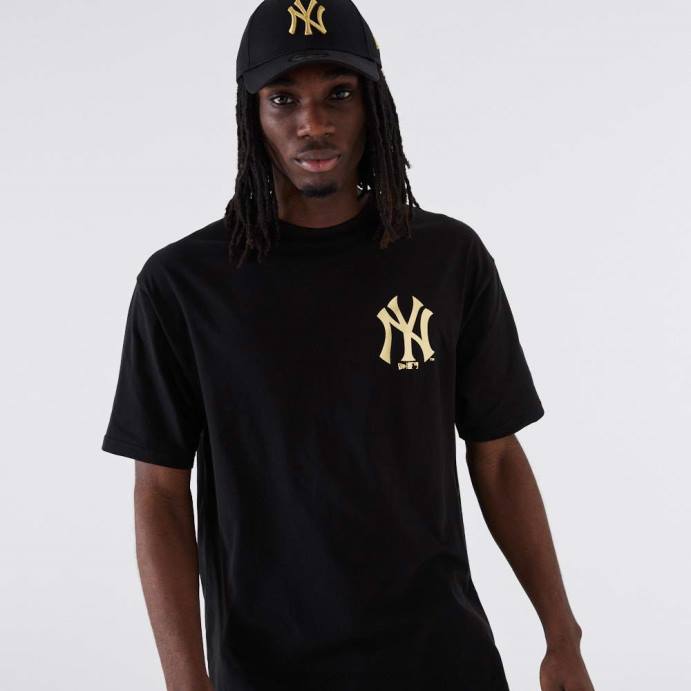 FFTN2861 New Era camiseta preta metalizada new york yankees mlb