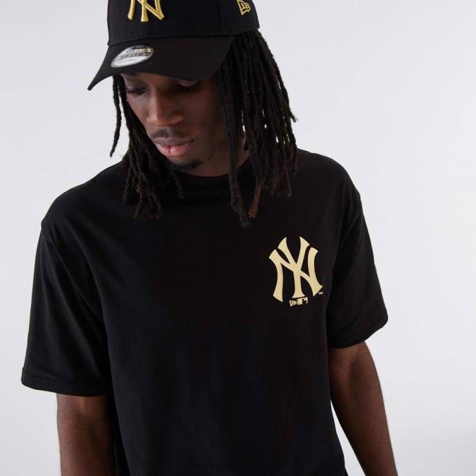 FFTN2861 New Era camiseta preta metalizada new york yankees mlb