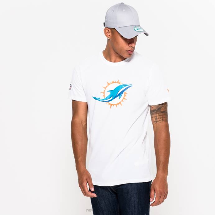 FFTN2867 New Era camiseta branca com logo da equipe miami dolphins