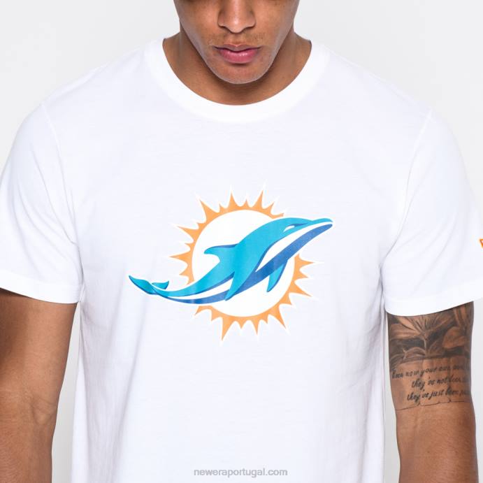 FFTN2867 New Era camiseta branca com logo da equipe miami dolphins