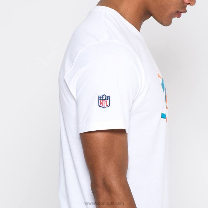 FFTN2867 New Era camiseta branca com logo da equipe miami dolphins