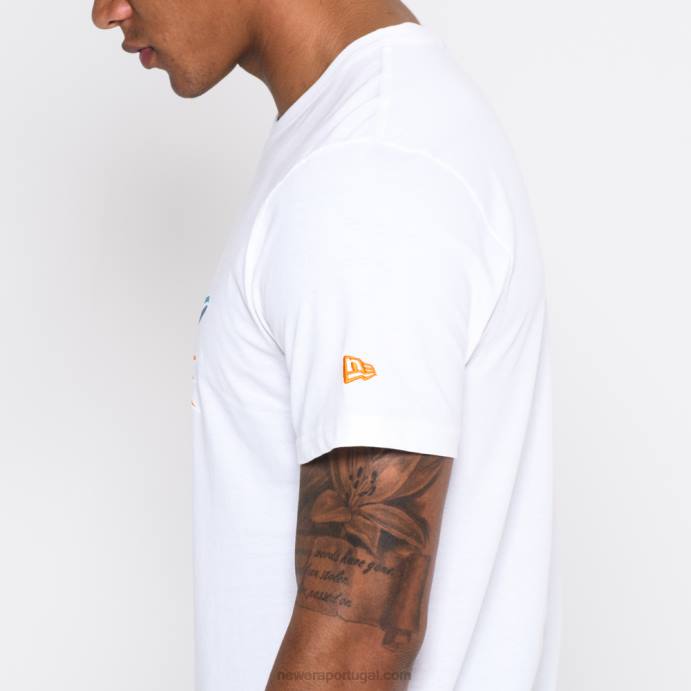 FFTN2867 New Era camiseta branca com logo da equipe miami dolphins
