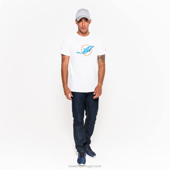 FFTN2867 New Era camiseta branca com logo da equipe miami dolphins