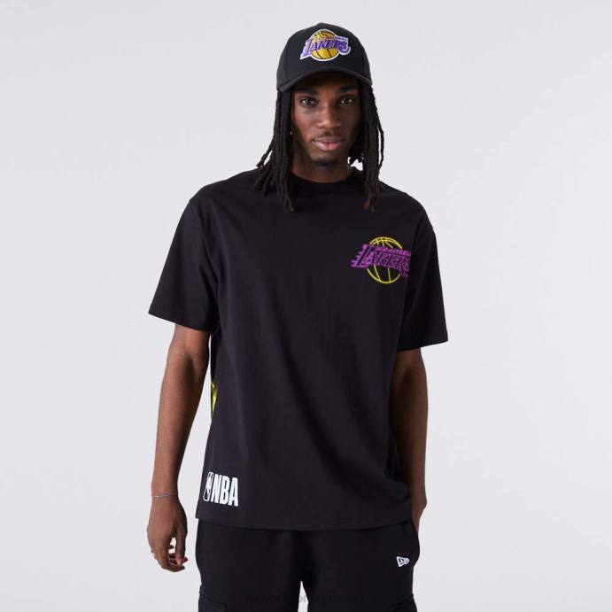 FFTN2874 New Era camiseta oversized preta la lakers neon