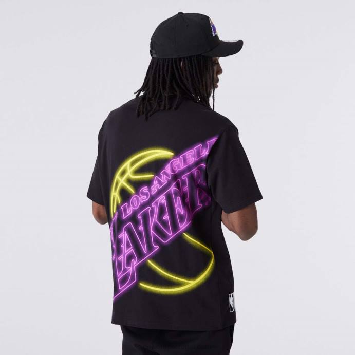FFTN2874 New Era camiseta oversized preta la lakers neon