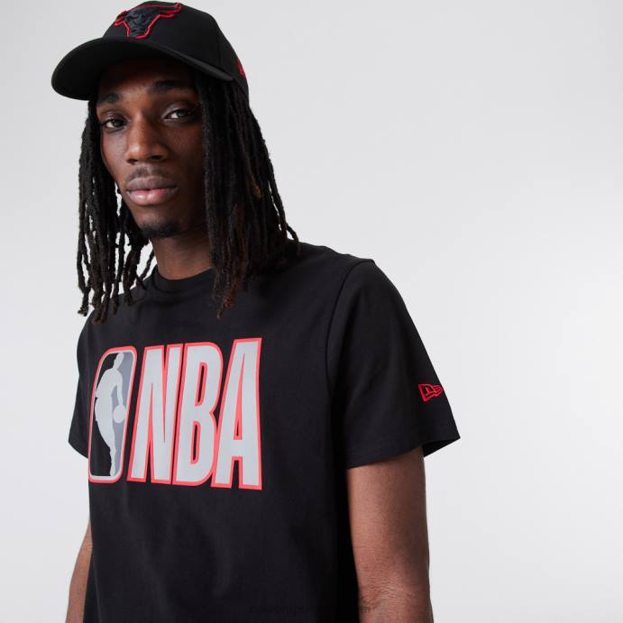 FFTN2875 New Era camiseta preta com logo da nba