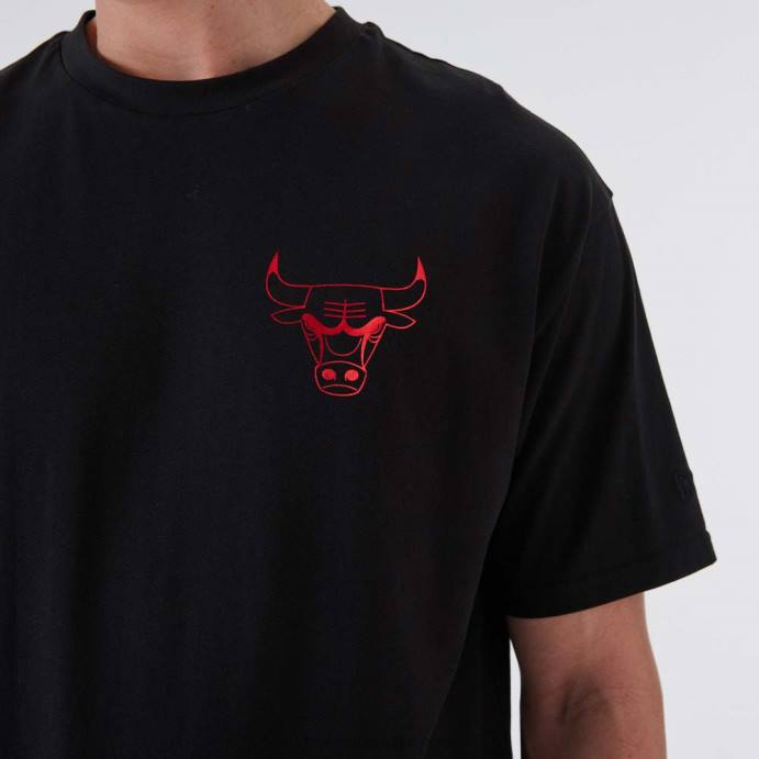 FFTN2876 New Era camiseta preta metalizada chicago bulls nba