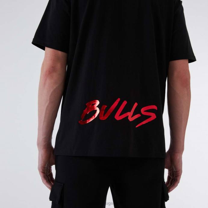 FFTN2876 New Era camiseta preta metalizada chicago bulls nba