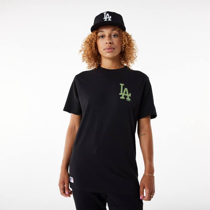 FFTN2877 New Era camiseta preta la dodgers mlb league essencial