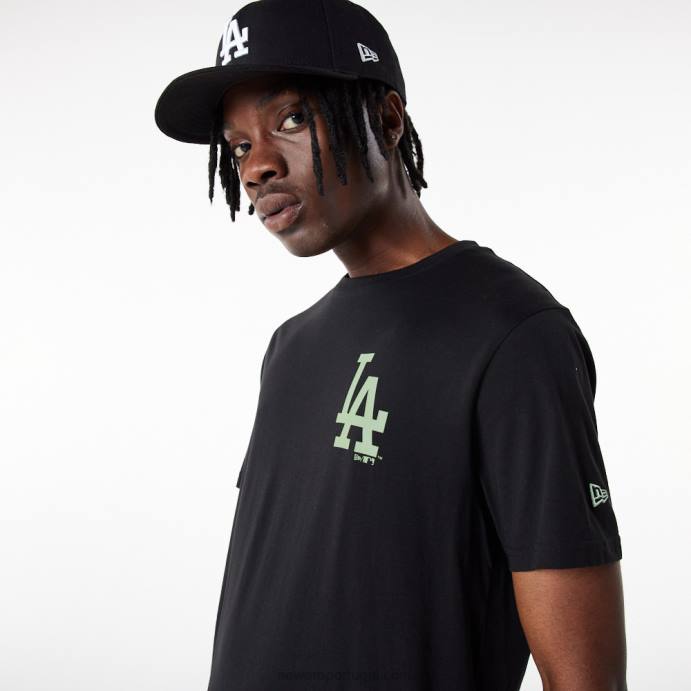 FFTN2877 New Era camiseta preta la dodgers mlb league essencial