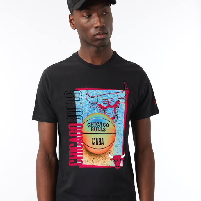 FFTN2878 New Era chicago bulls t-shirt nba hoop com estampa preta