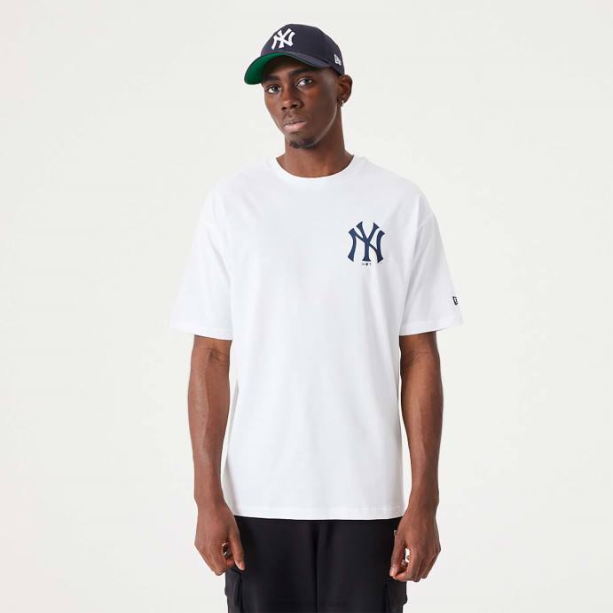 FFTN2880 New Era t-shirt oversized branca com estampa traseira new york yankees mlb