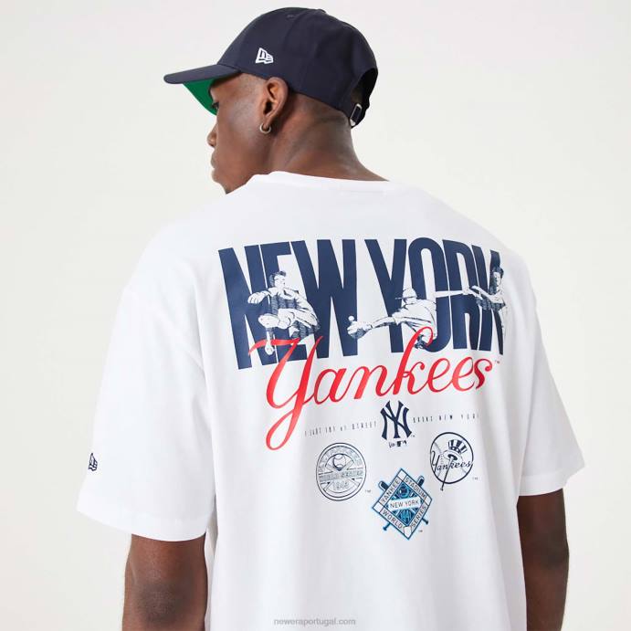 FFTN2880 New Era t-shirt oversized branca com estampa traseira new york yankees mlb