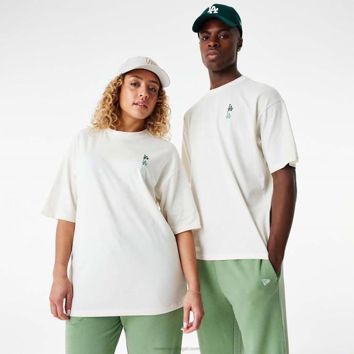 FFTN2885 New Era la dodgers mlb camiseta oversized branca com logo empilhado