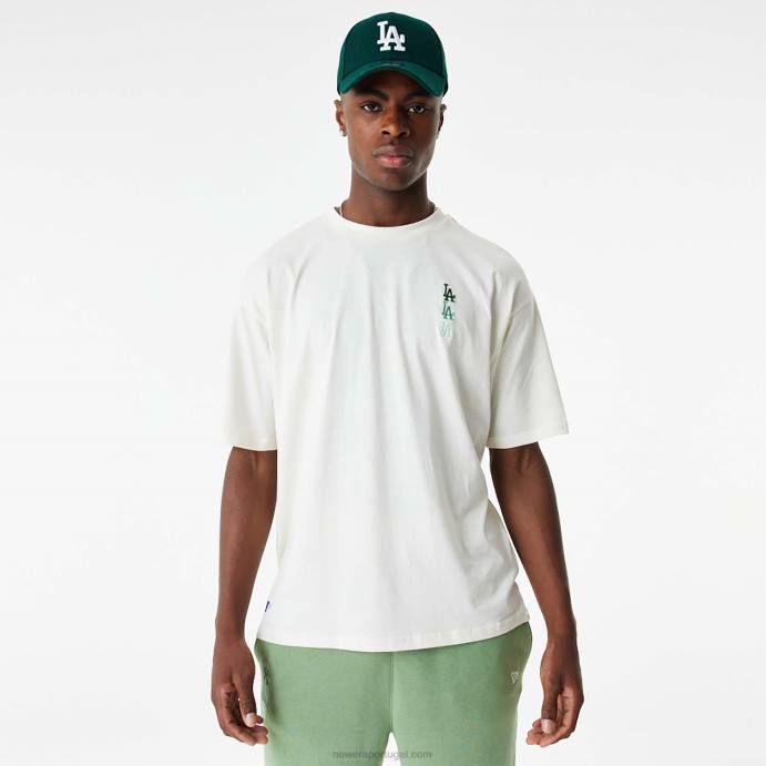 FFTN2885 New Era la dodgers mlb camiseta oversized branca com logo empilhado