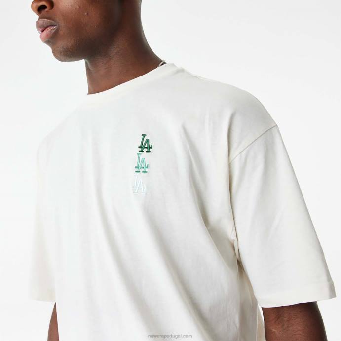 FFTN2885 New Era la dodgers mlb camiseta oversized branca com logo empilhado