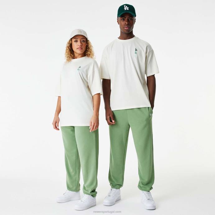 FFTN2885 New Era la dodgers mlb camiseta oversized branca com logo empilhado